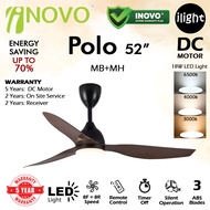 INOVO POLO 52 Inches DC Motor 3C LED 16 Speeds (8F+8R) 3 ABS Blades Remote Control Ceiling Fan Kipas