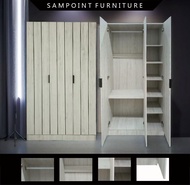 DIY REQUIRED SamPoint_ Moden 3 Door Wardrobe / Beige + White Colour & Columbia + Grey Colour/ Almari