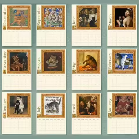 2024 Weird Medieval Cats Calendar Cats Wall Calendar Aesthetic 12 Monthly Wall Calendar Hangable 11.