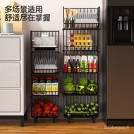 .Kitchen Vegetable Rack Small Trolley Shelf Storage Basket Thickened Household Snack Trolley Internet Celebrity Light