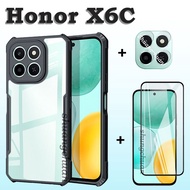 For Honor X6C Tempered glass screen +Honor X6C phone case Camera lens film  transparent anti-drop ph