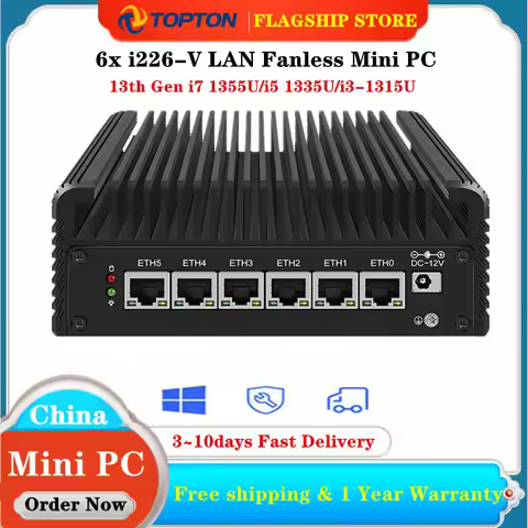 6x i226-V LAN 13th Gen 2.5G Fanless Mini PC i7 1355U i5 1335U U300 Intel Firewall Appliance Soft Rou