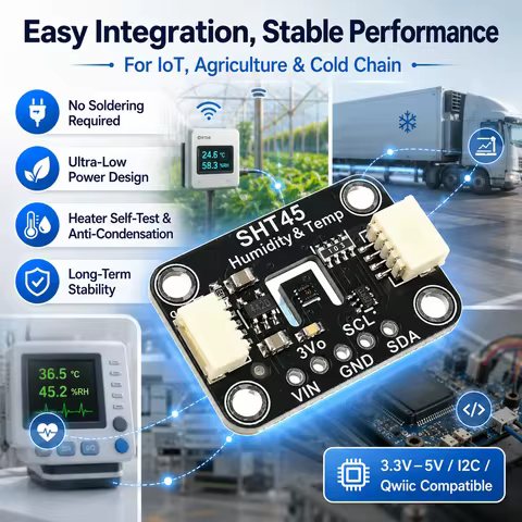 SHT40 SHT41 SHT45 Temperature and Humidity Sensor Breakout Digital Output Sensor Module IIC I2C Inte