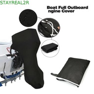STAYREAL2R Full Boat Motor Cover, 420D Oxford Fabric Black Boat Outboard Motor Cover, Draggable Engi
