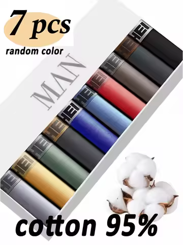 Random 7PCS Men's Pure Cotton Boxer Underwear Comfortable Soft High-quality Pure Cotton Material Dai