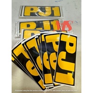 STICKER KUNING PJ1 ORIGINAL DARI KILANG MFORCE