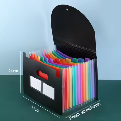 Portable A4 Expanding File Folder 13/25 Pockets Accordions Bag Rainbow Organizer Filing Box Paper Bi