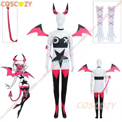 Verosika Mayday Cosplay Costume Hazbin Uniform Suit Demon Tail Women Halloween Carnival Dress