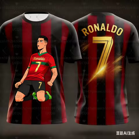 Football Jersey 3d Printed NO.7 Ronaldo Boys Girls Training Women's Sports Breathable Short Sleeve M