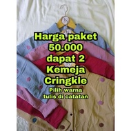 KEMEJA (Buy 1 Free 1) Early Year Price POLKADOT POMPOM Pleated Women's Top Shirt