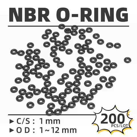 200PCS/Lot Rubber Black NBR CS 1mm OD3/3.5/4/4.5/5/5.5/6/6.5/7/7.5/8/8.5/9/9.5/10/11/12mm O Ring Gas