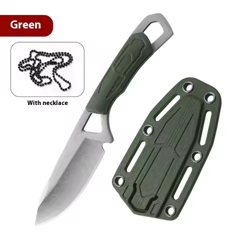 New Mini EDC Necklace Knife Outdoor Multi-Functional Tactical Neck Knife Portable Small Straight Cam