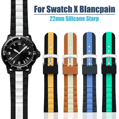 Silicone Watch Strap for Swatch X Blancpain Five Oceans Watchband 22mm Men Sport Waterproof Bracelet