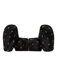 KLOSET Shades Of Love Puff Sleeve Top (SS23-T006) เสื้อแขนตุ๊กตาผ้าปัก