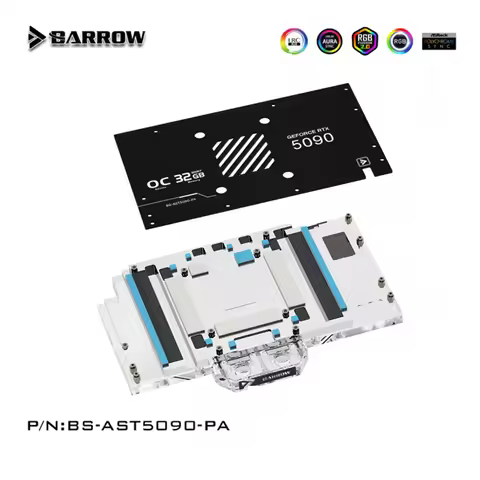 Barrow GPU Water Block Use for ASUS TUF RTX 5090 D O32G Gaming Viedo Card, Full Cover Cooling Radiat