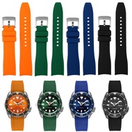 [Leather watchband branch]Curved End silicone rubber watch strap for men Rolex Water Ghost seiko citizen tissot 20MM 22MM sport Wristband Universal Belt