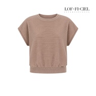 LOF-FI-CIEL Simple cord-Brown tigers eye-sleeveless Blouse เสื้อผู้หญิง แขนสั้น FD1LBR