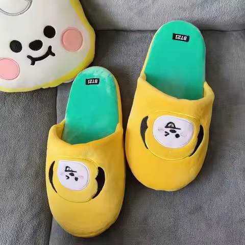 Anime BT21 Cotton Slippers Kawaii Cooky TATA Chimmy Spring Autumn Women Indoor Non Slip Cartoon Slip