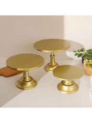 3入組金色鐵製蛋糕架，可容納8/10/12寸蛋糕，適用於嬰兒淋浴、婚禮、生日派對等場合的甜點展示盤子，也可用作桌上中心裝飾