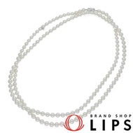 Mikimoto珍珠長項鍊，珍珠：約8.0-8.5毫米（珍珠頭：高0.8厘米 x 寬0.8厘米 x 深0.8厘米，鍊長：124厘米），18K白金，成色極佳 [二手]