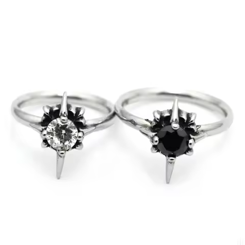 Size 4~9 Cool Star Ladies Ring With Black Clear Stone 316L Stainless Steel Jewelry Biker Band Ring