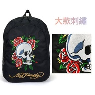 Embroidered Big Style Daigou Street Wear Ed hardy Rose Skull Backpack School Bag Travel