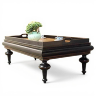 Rectangular Coffee Table Rustic Farmhouse Hardwood Storage Shelf Living Room Accent