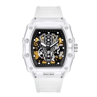 New Jin Shidun Famous Watch Fashion Barrel-Shaped Silicone Transparent Cutout Automatic Mechanical W