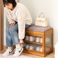 Storage Bench with Removable Seat Cushion, Shoe Cabinet Shoe Bench