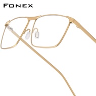 FONEX Pure Titanium Glasses Men Brand Design Square Eyeglasses Business Full-Rim Japanese High-Quali