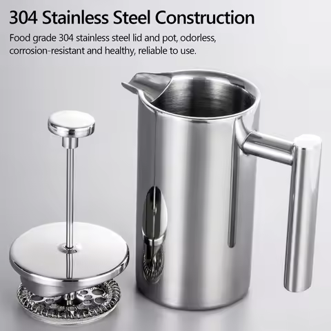 French Press Pot Filter Press Hand-made Coffee Pot Stainless Steel High Quality Double Walled Insula
