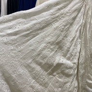 Embroidered fabric, crinkled material, white embroidered fabric
