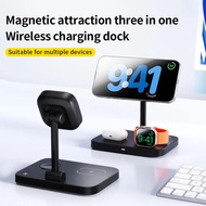 NK 3 In 1 Magnetic Wireless Charger Stand For  iPhone 16 15 14 13 Pro Max  Watch 9 8 AirPods Pro Fas