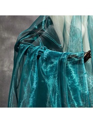 1pc Iridescent Ombre Organza Fabric, Soft Tulle Fabric For Stage Backdrop, DIY Craft, Apparel - 59in