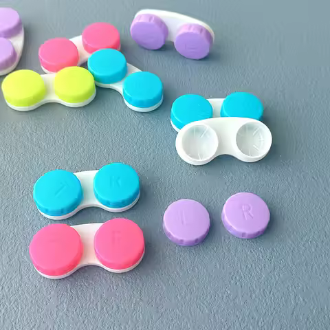 1/4pc Glasses Contact Lenses Box Left Right Eyes Contact Lens Container Candy Color Mini Women Men T