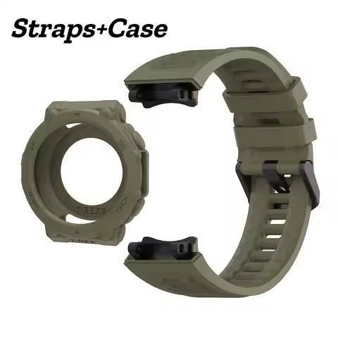 Silicone Bracelet Straps+Case for Huami Amazfit T-Rex 2 Sport Wristband Watchband for Amazfit T-Rex 