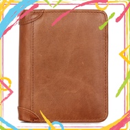 Men's waxed cowhide wallet, compact and convenient, easy to fit in pants and pockets.