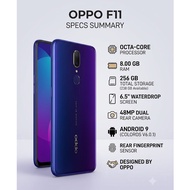 [USED]OPPO F11 8GB RAM 256GB Smartphone 4G LTE Second Hand Phone 6.5" Display 48MP Dual Camera FREE 