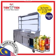 SS/TE07 TIEN TIEN S/Steel 5ft Tea Counter c/w 2 Tier Stainless Steel Glass Shelf c/w Sink (SS013) SS