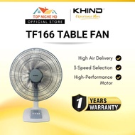 Khind TF166 16" Table Fan with Safety Thermal Fuse High Performance Motor 3 Blade 3 Speeds | Kipas M