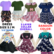 DRESS BUDAK PEREMPUAN SIZE S-M, 1-5 TAHUN, 100% COTTON, GIRLS DRESS, DREES 3 LAYER, DRESS COLLAR, BA