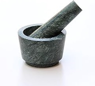Stones And Homes Indian Marble Mortar and Pestle Set 3 Inch Green Stone Molcajete Herbs Spices for Kitchen and Home Small Bowl Polished Decorative Round Spices Masher Stone Grinder - (7.6x4.8x3.2 cm)