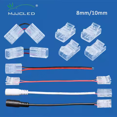 LED Strip Connector 2Pin 8mm 10mm PCB Quick Wire Corner Connector Welding-Free for 2835 5050 SMD COB