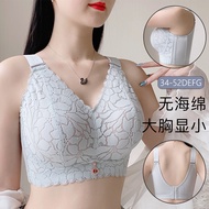 34-52D/E/F/G Large Size Bra Women Full Coverage Ultra-Thin Spongeless Large Cup Bra Adjustable Back 