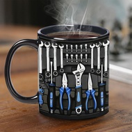 Mechanic Coffee Mug Wrench Pliers Pattern Coffee Cup Tea Ceramic Cup Cup Set Black Personality C5f5