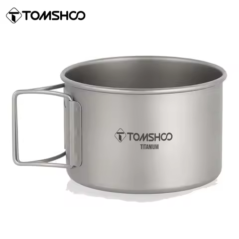 Tomshoo 450ML/550ML Titanium Bowl w Folding Handles Dinner Food Container for Outdoor Camping Hiking