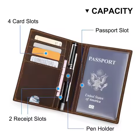 CONTACT'S Passport Wallets Card Holder Passport Holder Passport Cover Genuine Leather Pen Slot Trave