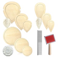 11 PCS Macrame Leaf Cutting Molds and Comb Sets Wood-Leather Cutting Template Fringe Stainless Steel