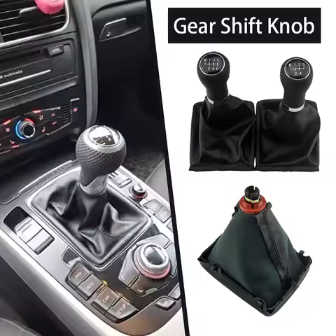 Car Manual 6 Speed Gear Stick Shift Knob With Leather Lever Handle Cover For Audi A4 S4 B8 8K/A5 8T/