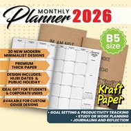 2026 Craft Card Planner Booklet | B5 SIZE | Kraft Card Cover Planner |  Diary/ Diari 2026 | Monthly 
